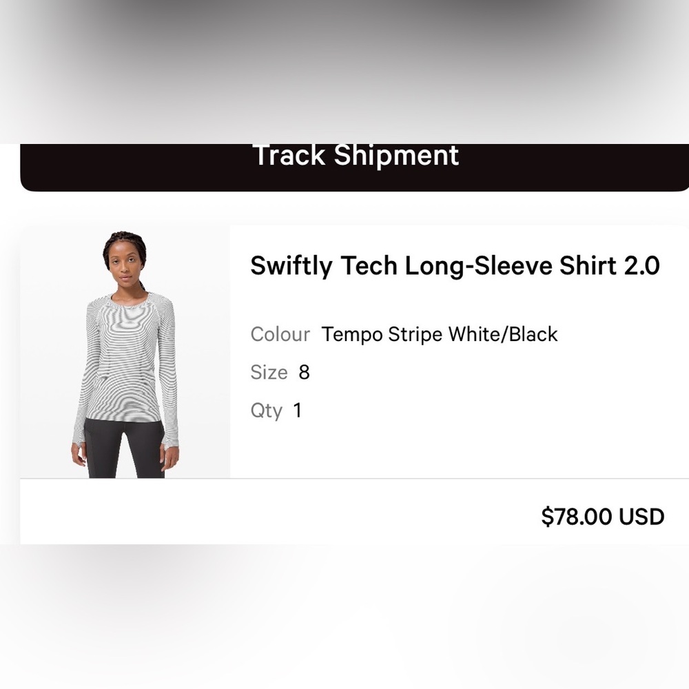 Lululemon Swiftly Tech Long Sleeve size 8 Tempo Stripe White/Black - Picture 6 of 6